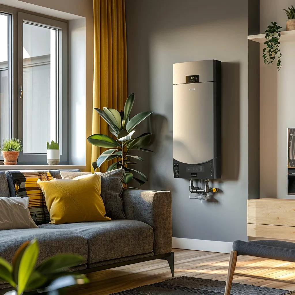 Modern energy-efficient boiler in a Cardiff home showing compact design and energy-saving features