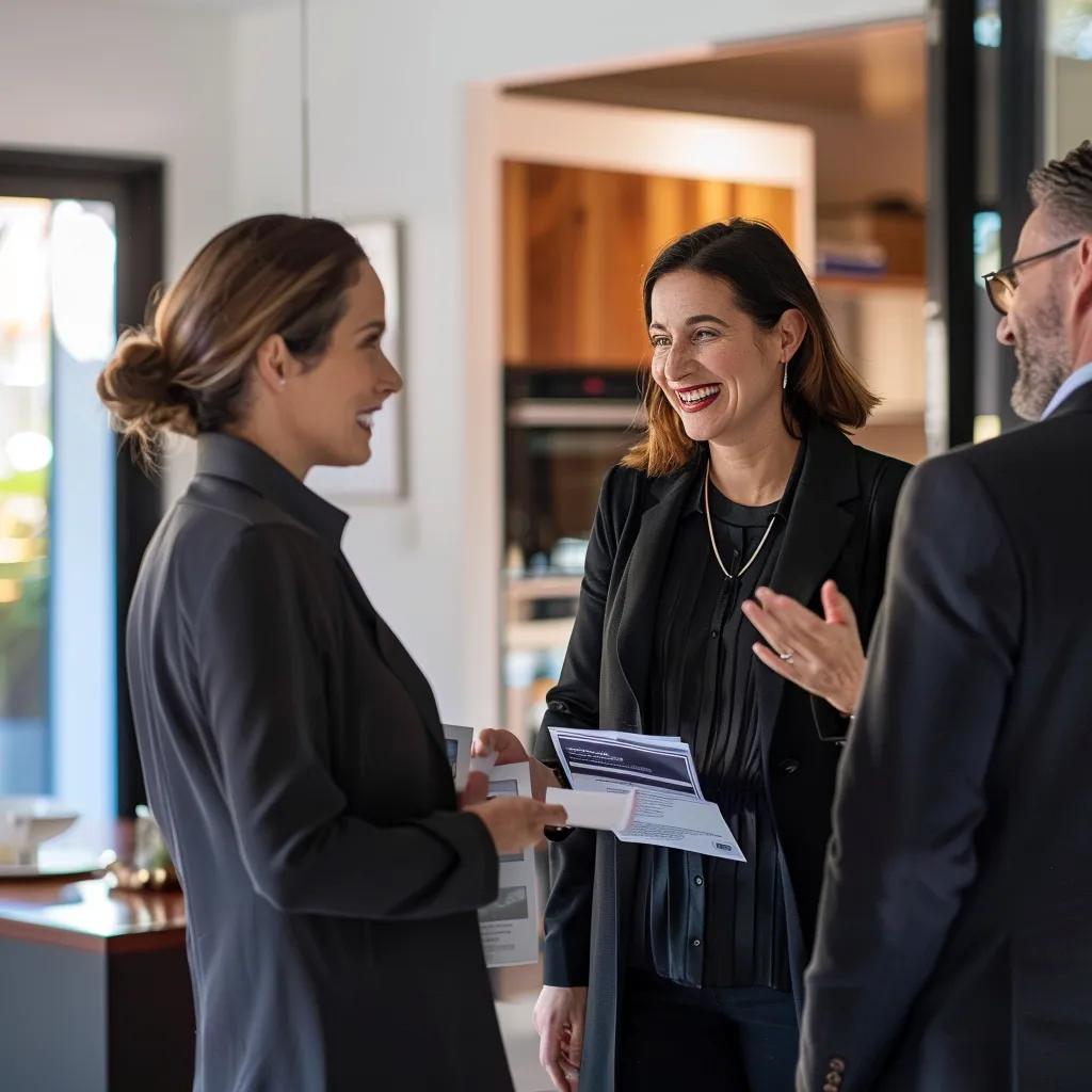 Agent talking to buyers during an open house