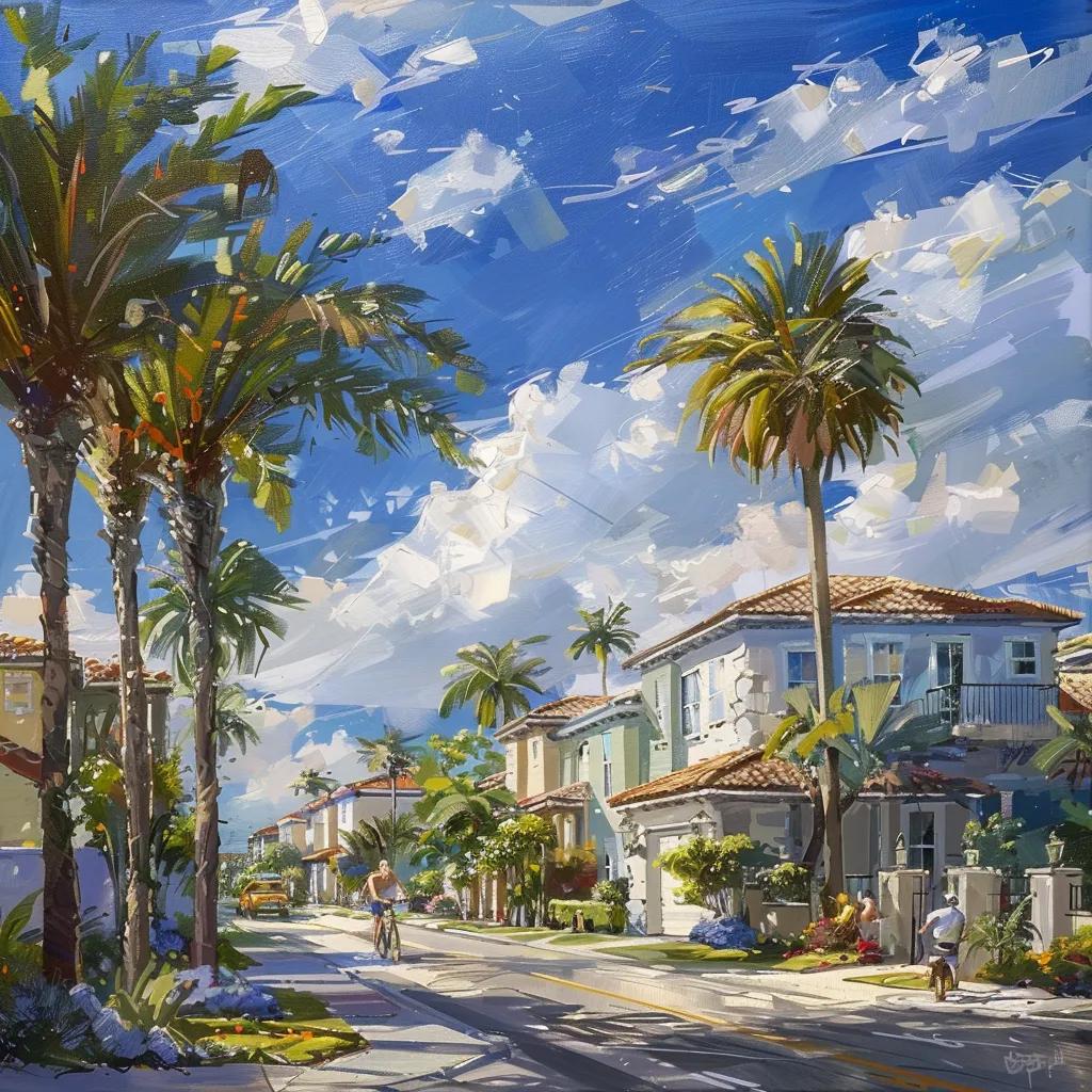 Coastal neighborhood in North County with modern homes and outdoor activities