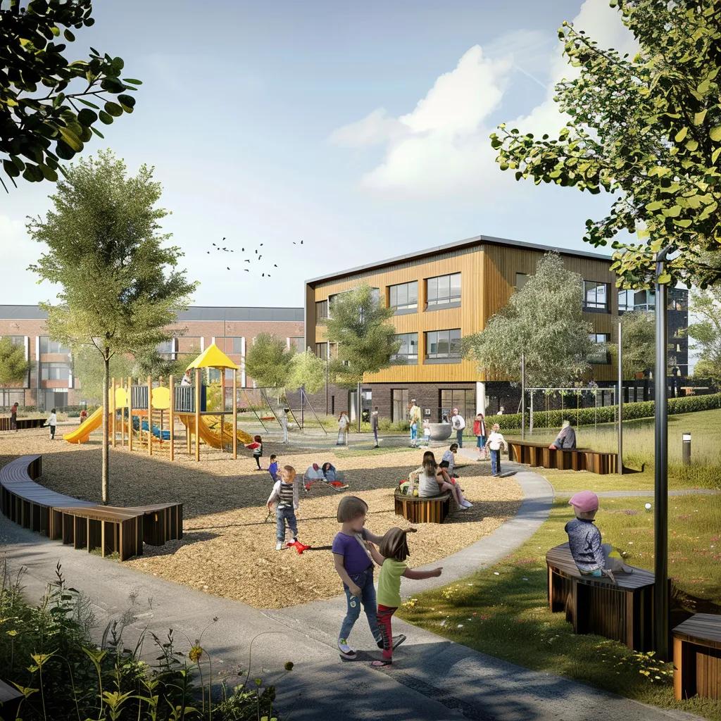 Family exploring a Cwmbran school playground — community, learning and local life