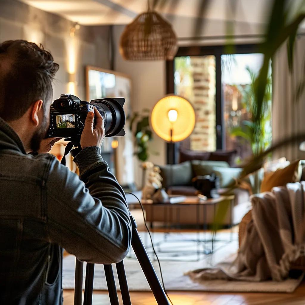 Photographer taking professional images of a staged home to boost online listings