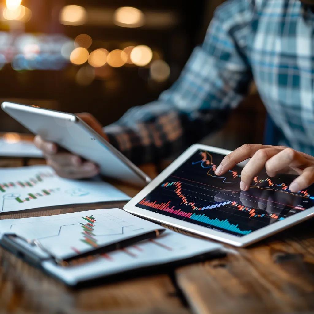 Trader reviewing a clear trading plan on a tablet to keep strategies disciplined