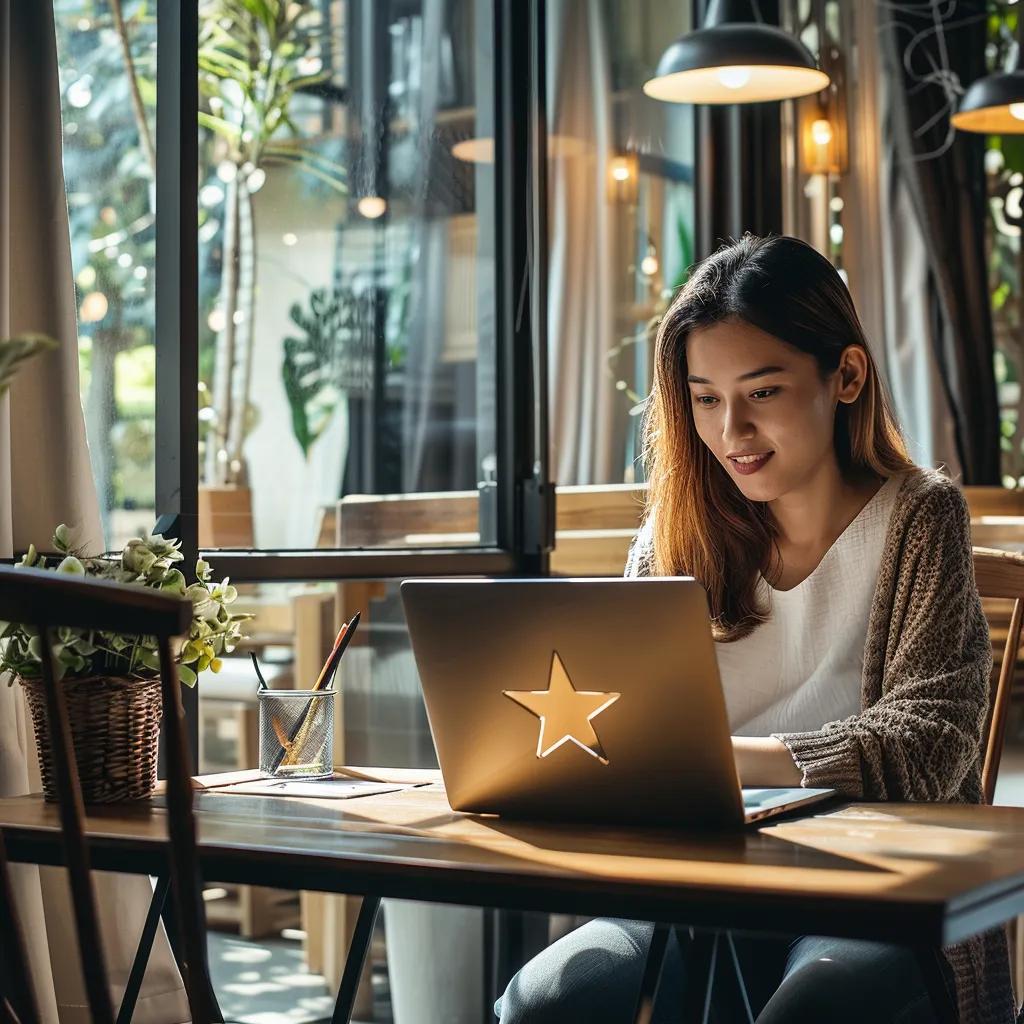 Homeowner checking roofing company reviews on a laptop