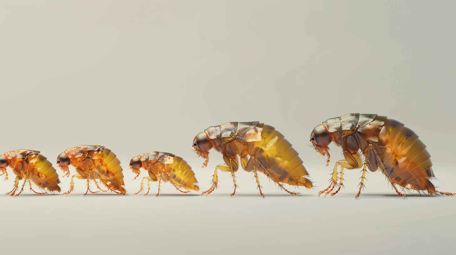 life cycle of fleas from egg, without label