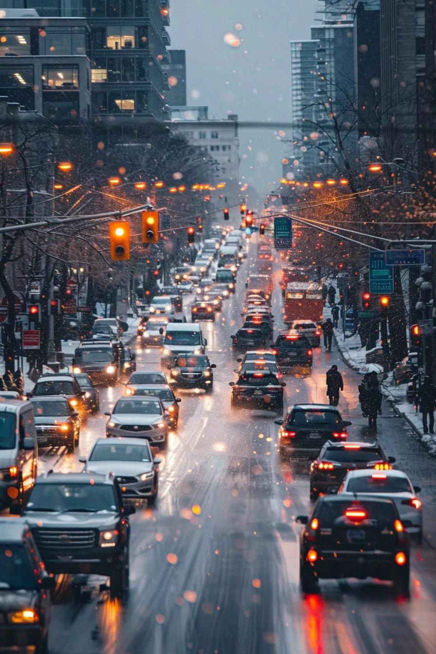 Illustration of factors influencing locksmith response times: traffic, weather, and distance in Montreal