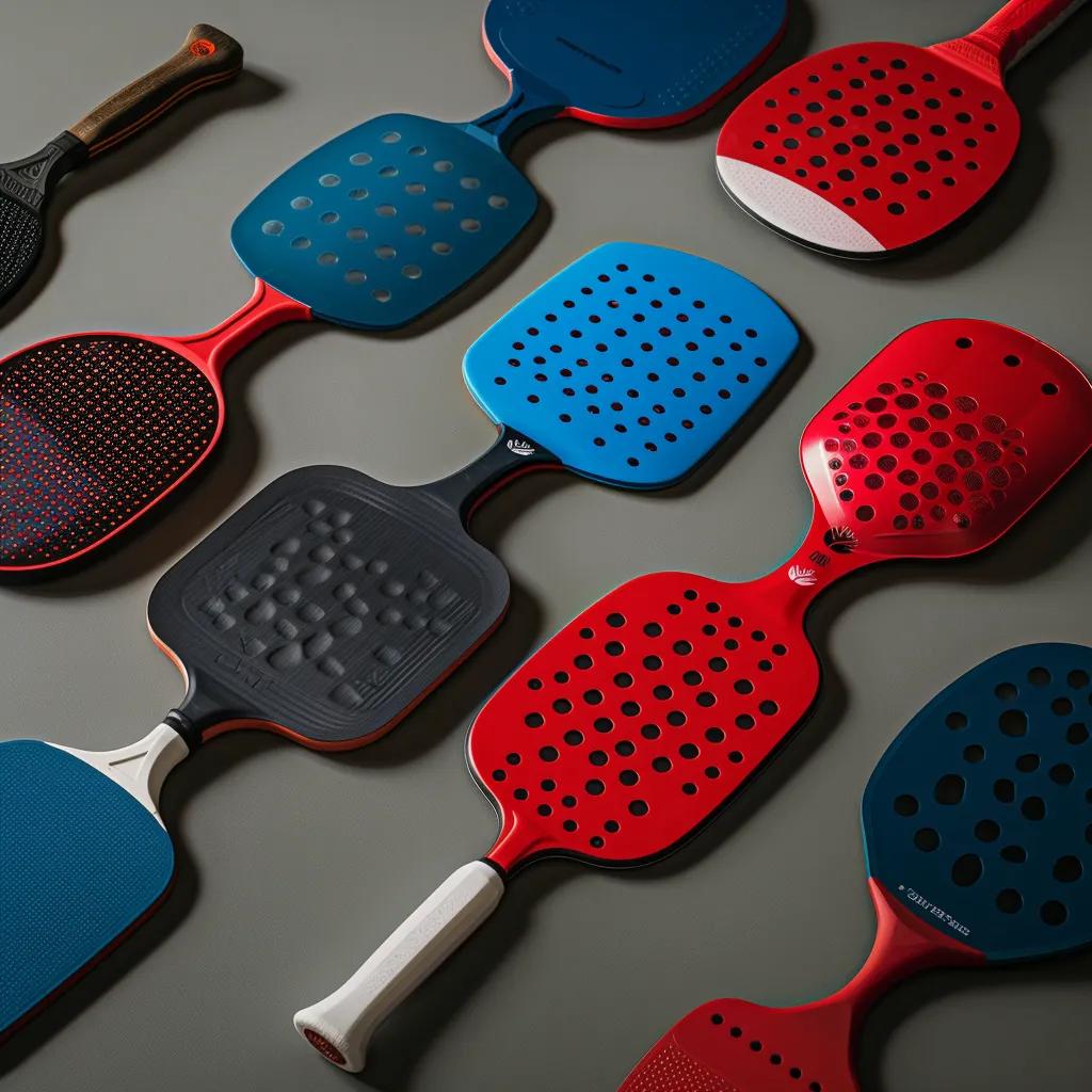 Selection of pickleball paddles showing different weights and grip sizes