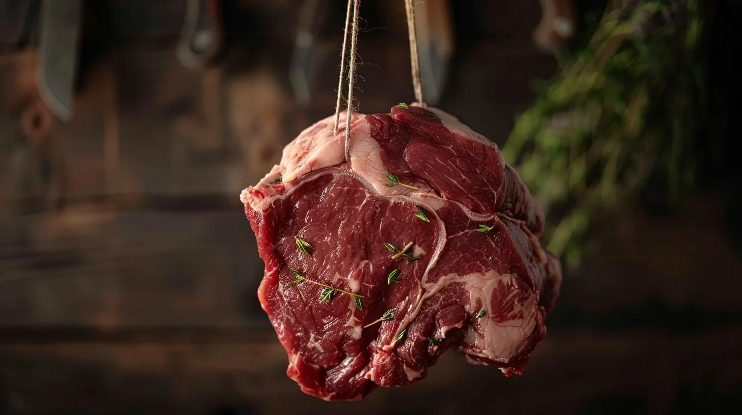 clean meat shop half beef hanging