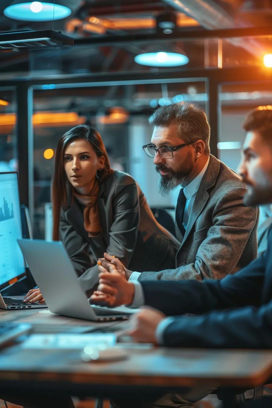 Professionals in a modern office using voice AI to streamline business workflows