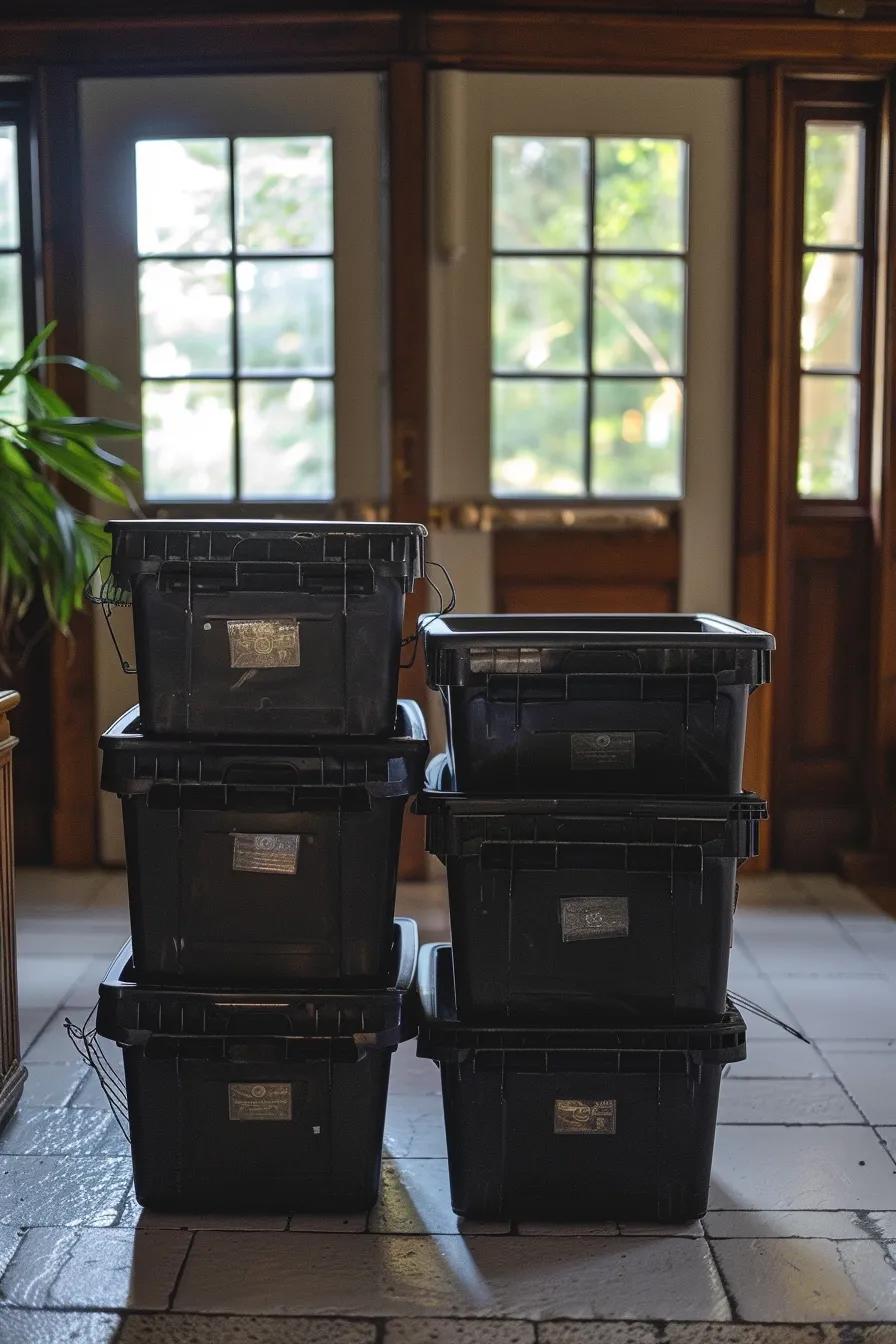 reusable black plastic moving boxes