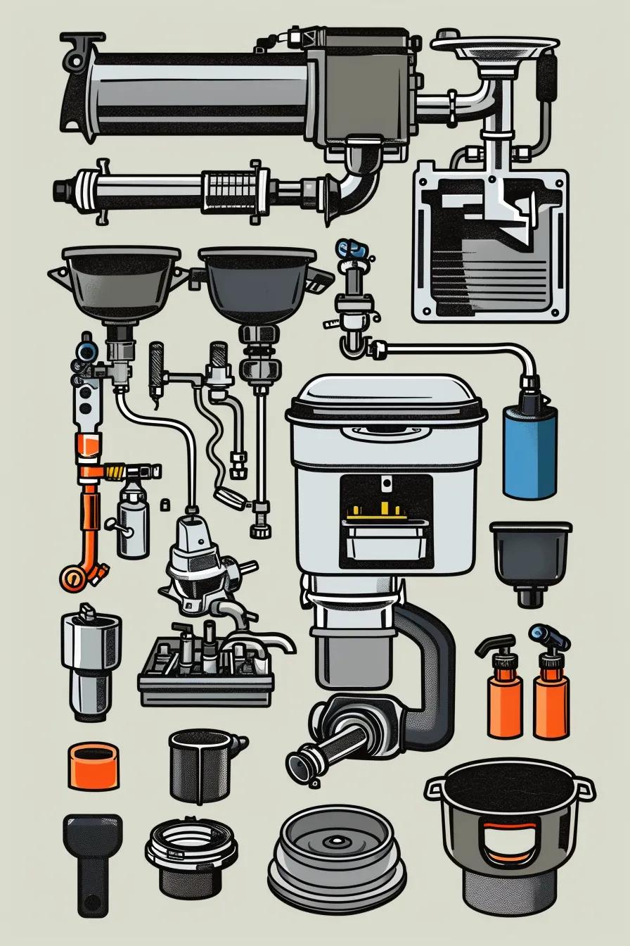 Diagram showing the main parts of a garbage disposal for troubleshooting