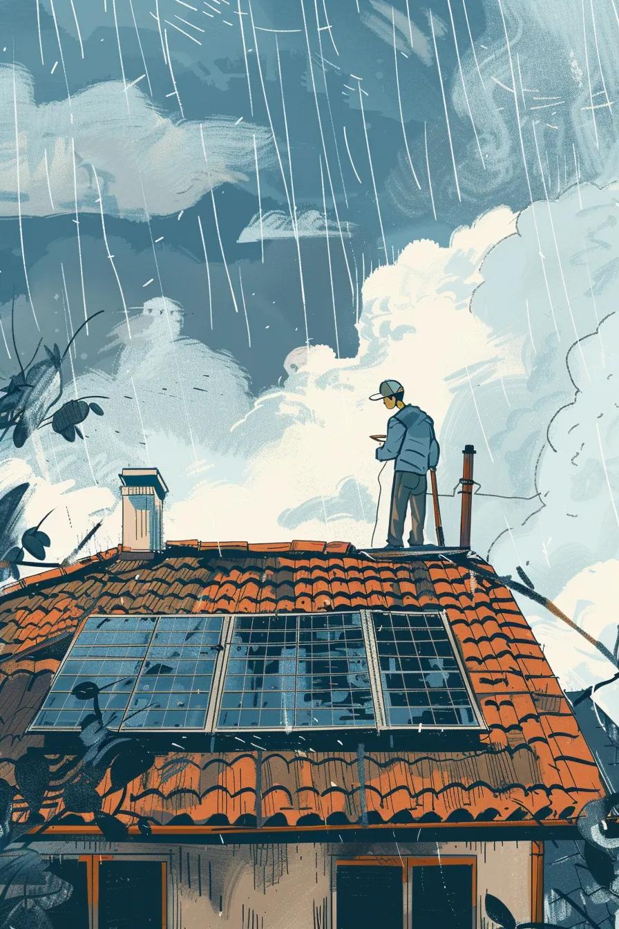 Illustration of timeline factors: weather, crew size, material choice, and roof condition