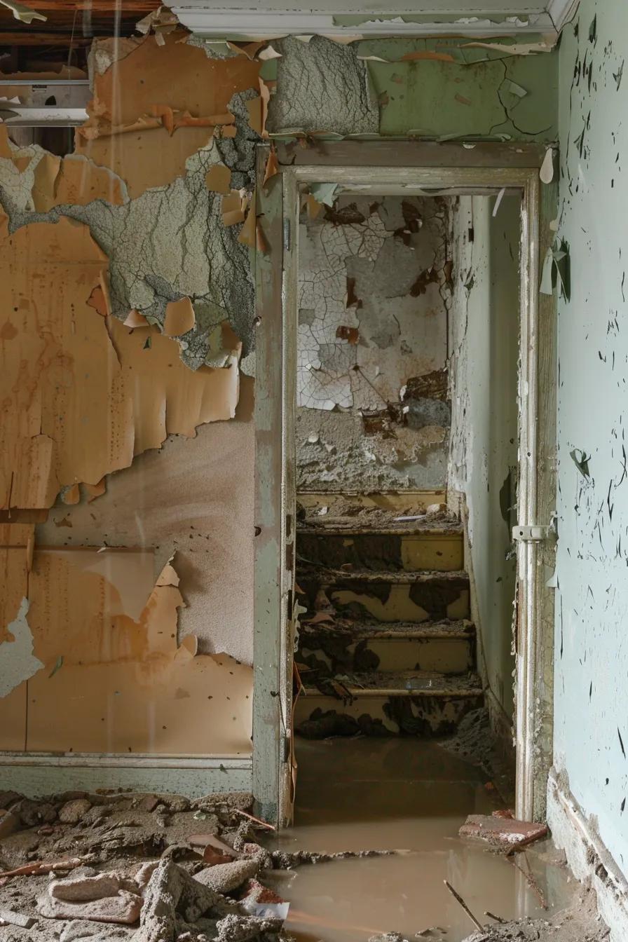 Sewage backup damage inside a home showing water damage and contamination risks Sewage backup damage inside a home showing water damage and contamination risks