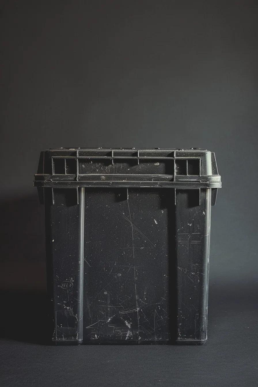 black plastic moving box