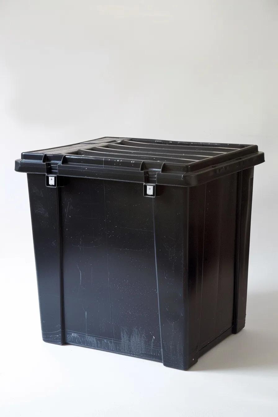 black plastic moving box