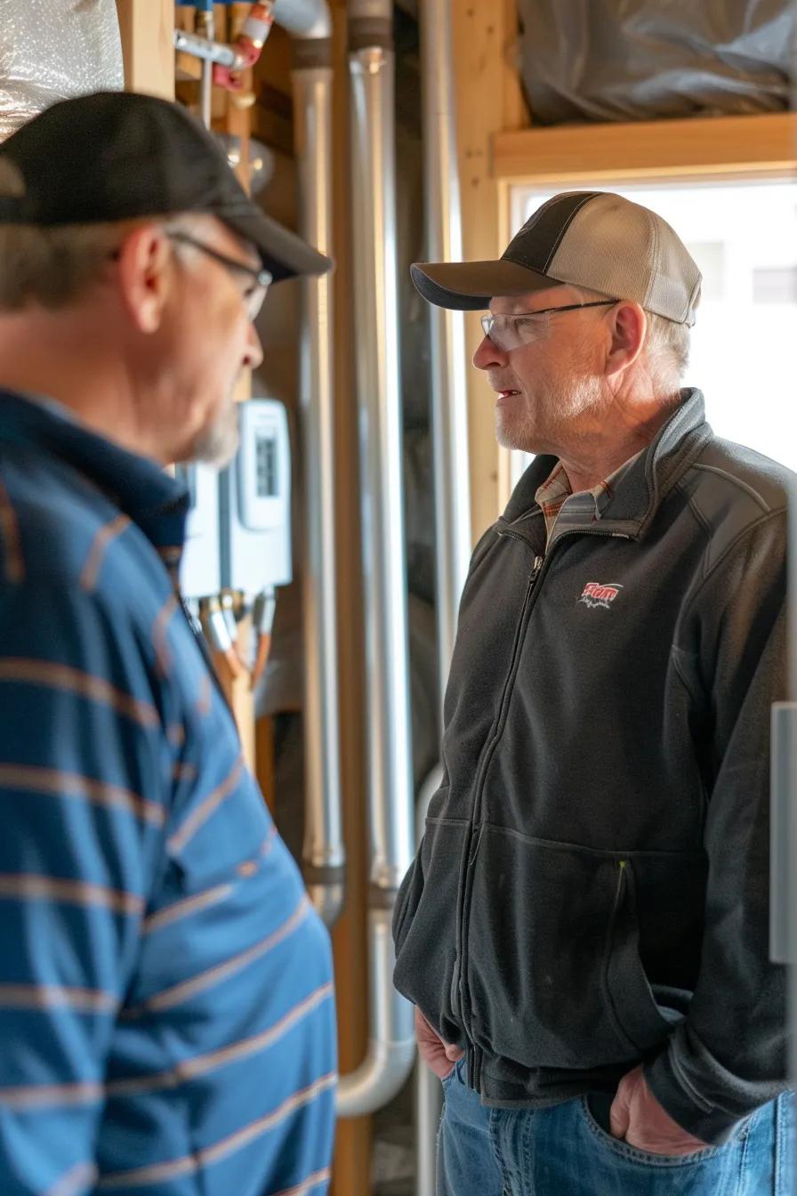 Local duct cleaning technician talking with a homeowner in a recognizable regional setting