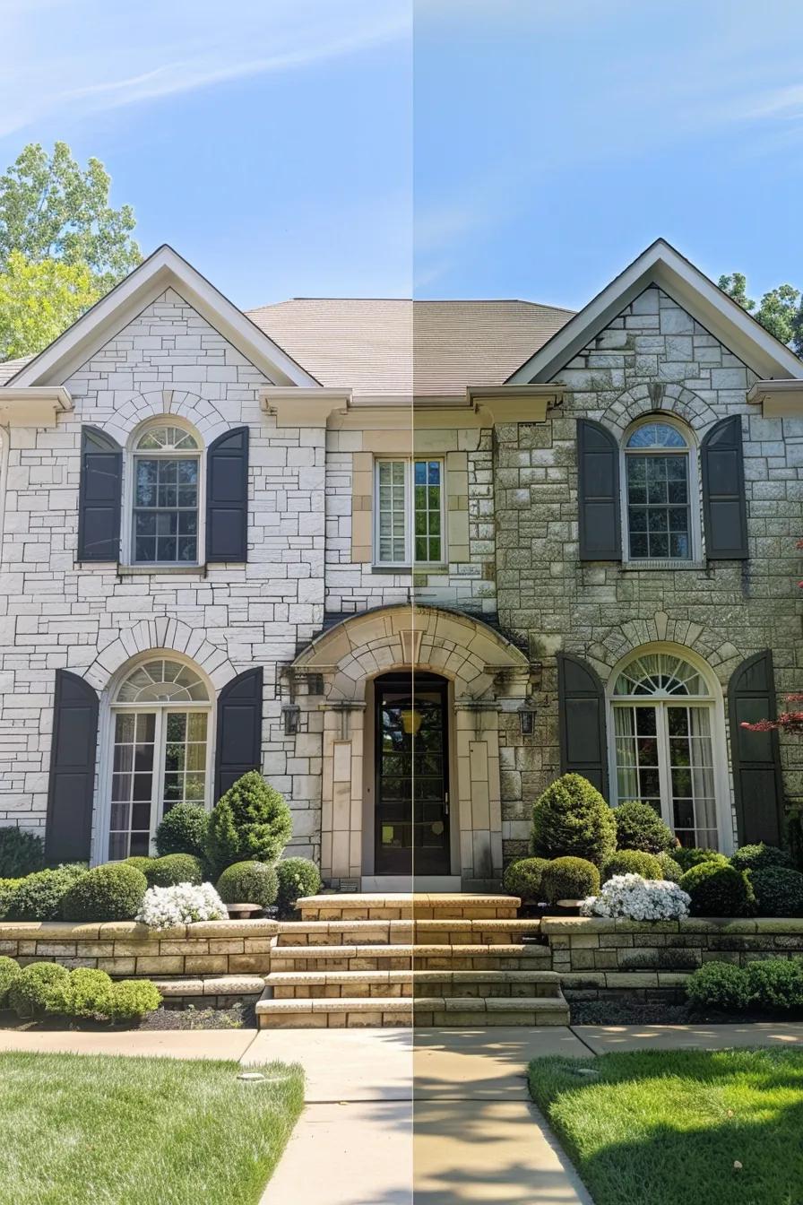 Comparison of soft wash and pressure wash on a home's exterior