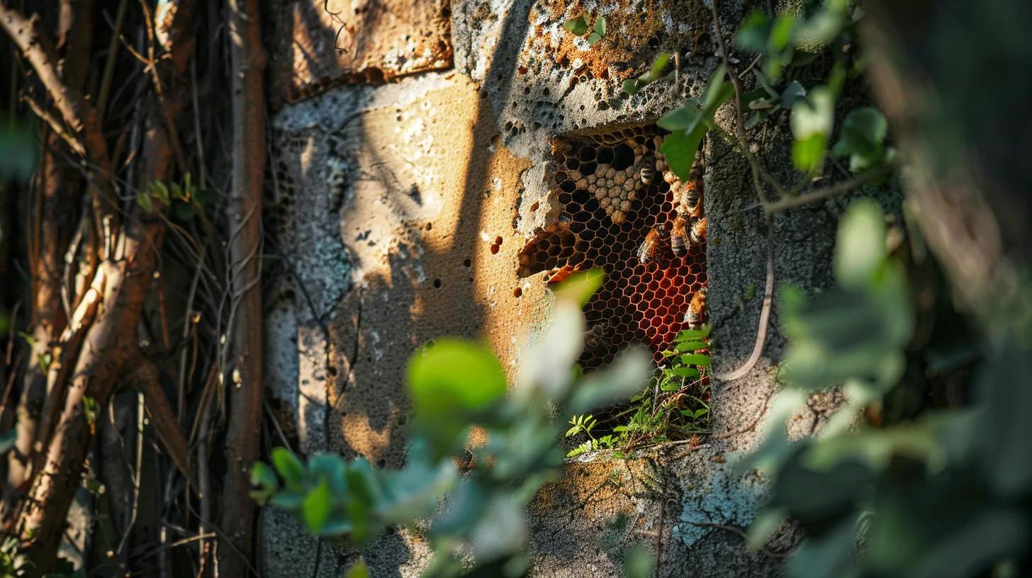 beehive behind the walls of a residential house