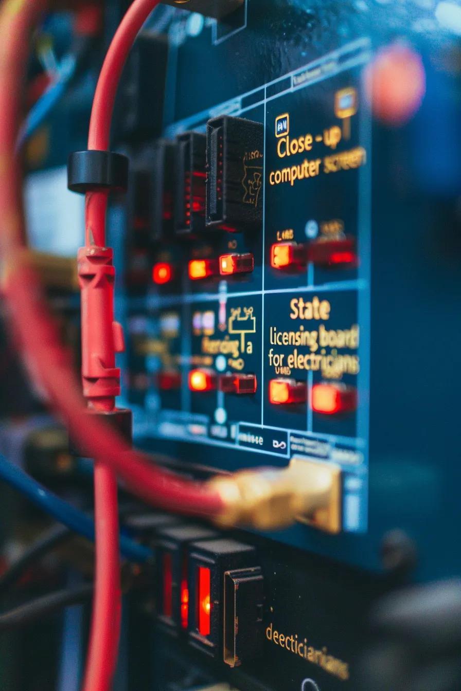 Close-up of a computer screen showing a state licensing board for electricians