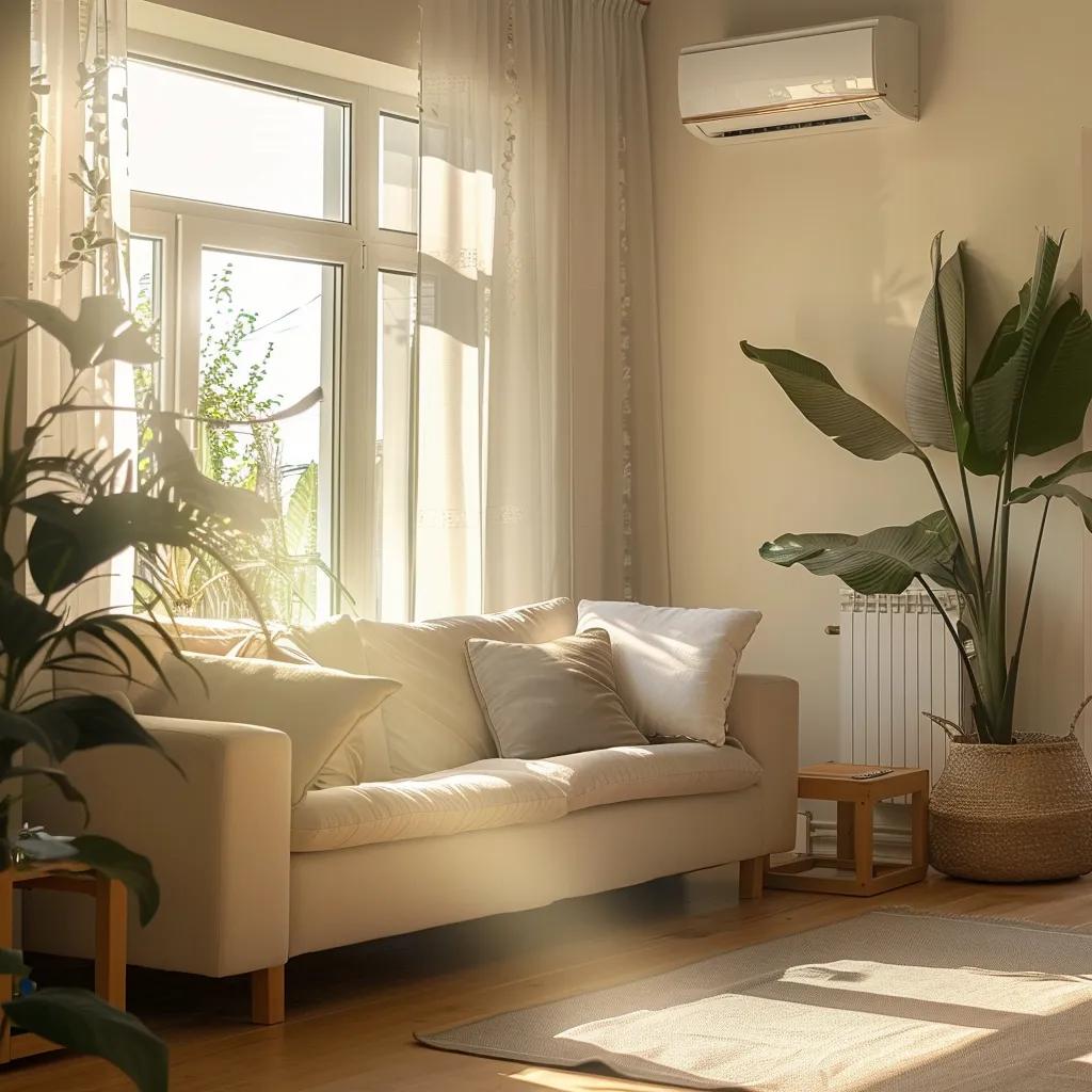 Indoor air condionter in a living room