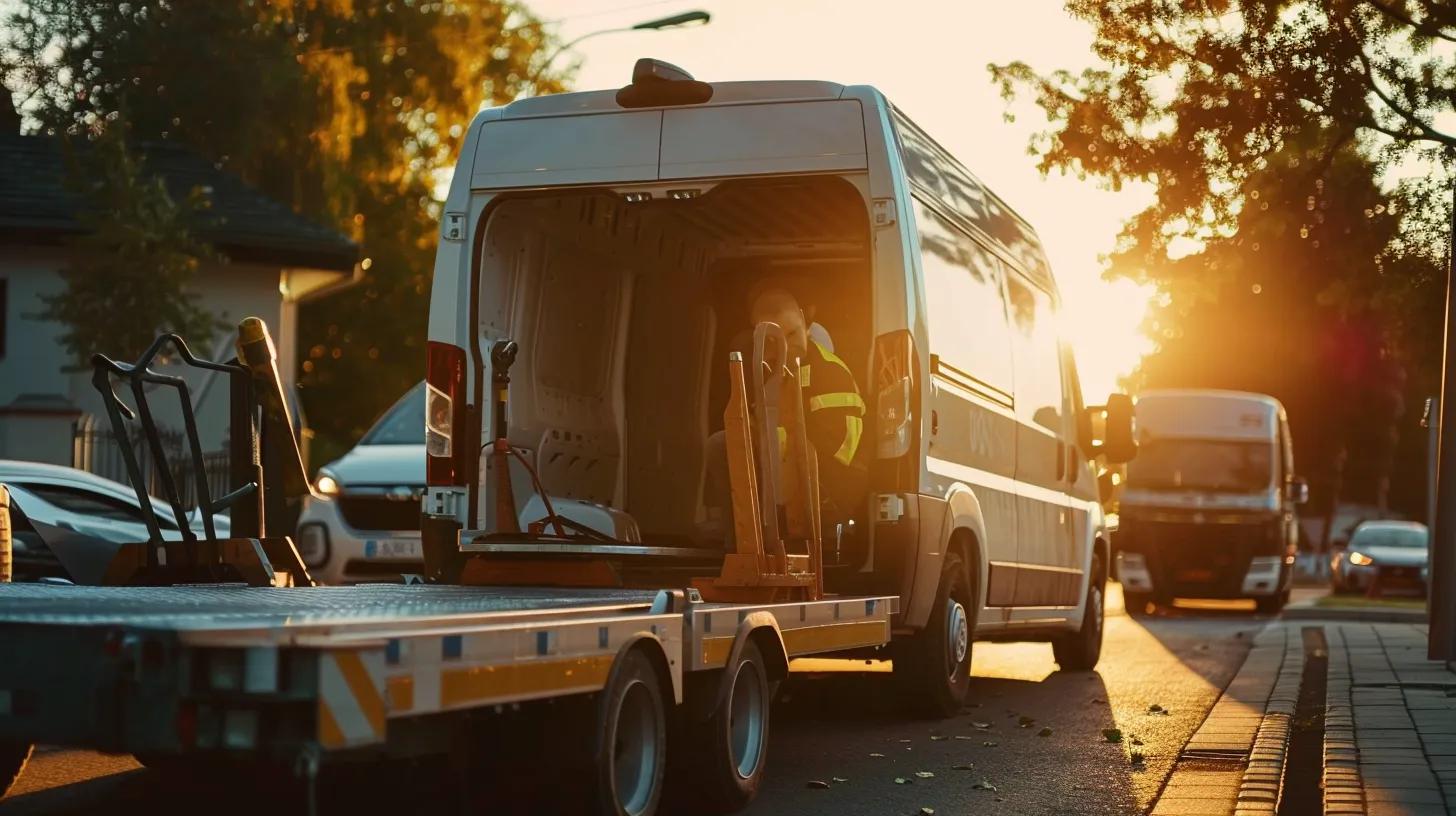 Tow truck loading a van, representing reliable towing services