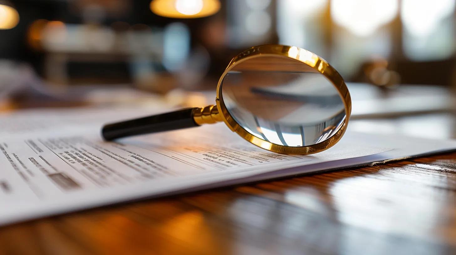 Close-up of a real estate document with a magnifying glass, highlighting title issues