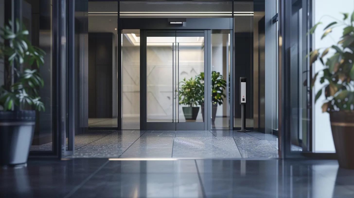 Modern electric door strike installed on a sleek door frame, enhancing security and access control