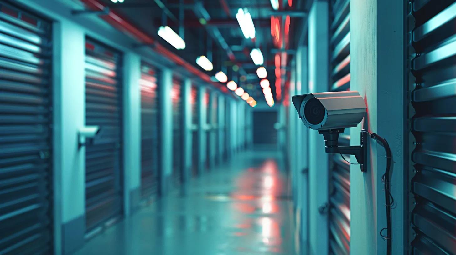 Secure storage facility with surveillance cameras and organized storage units