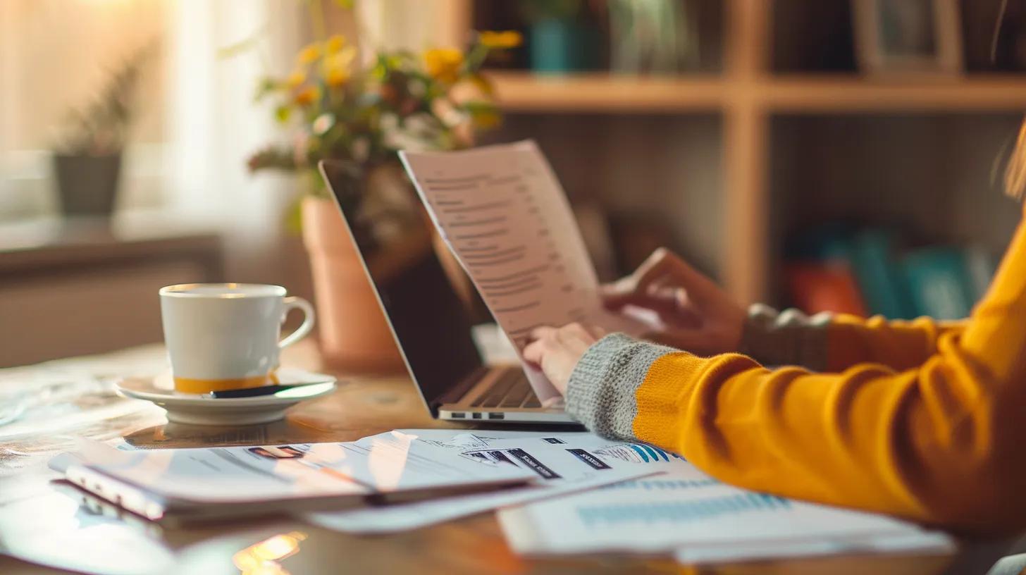 A first-time buyer reviewing financial documents beside a laptop
