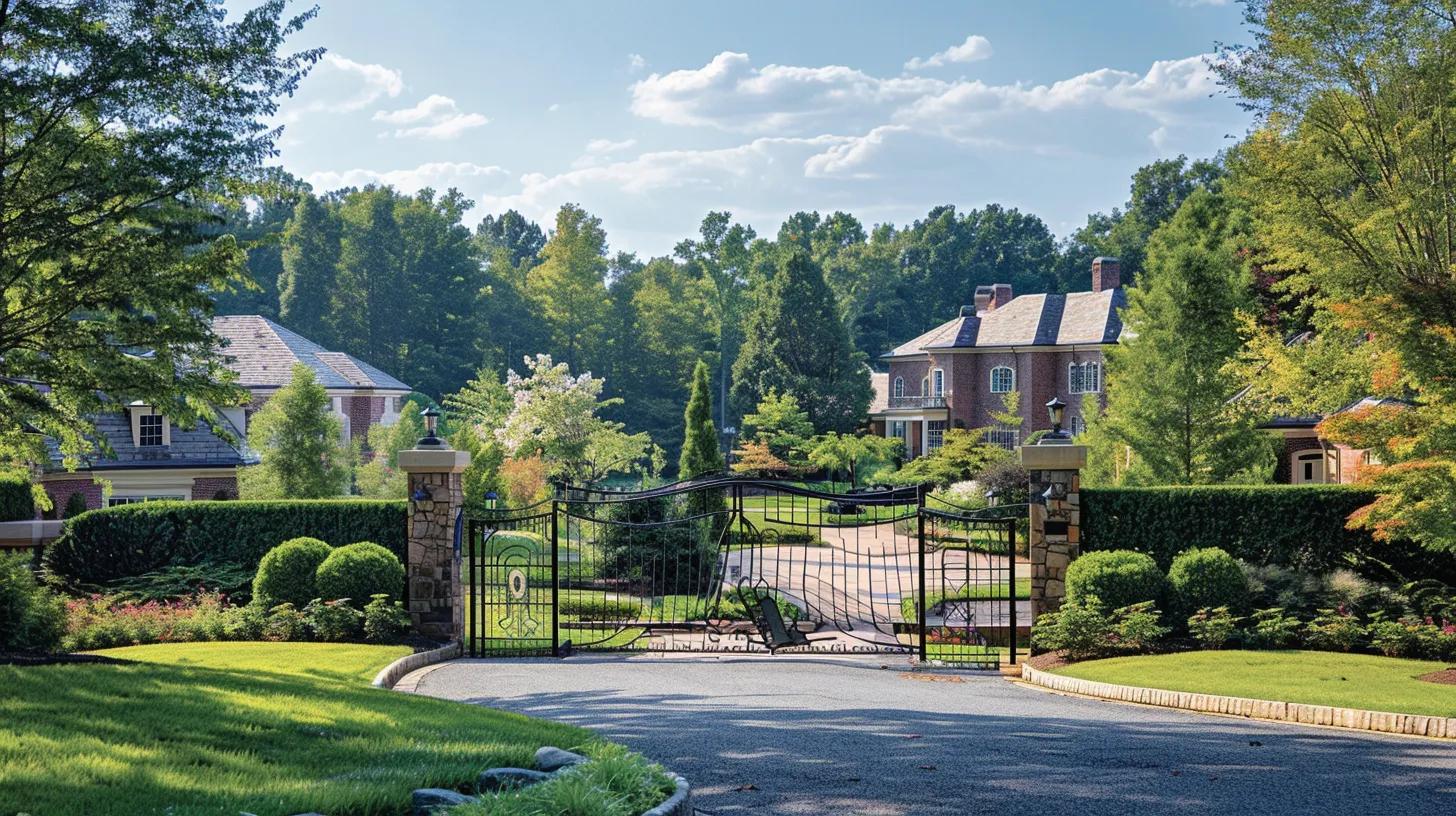 Privately gated neighborhood in McLean, VA with upscale homes and quiet streets