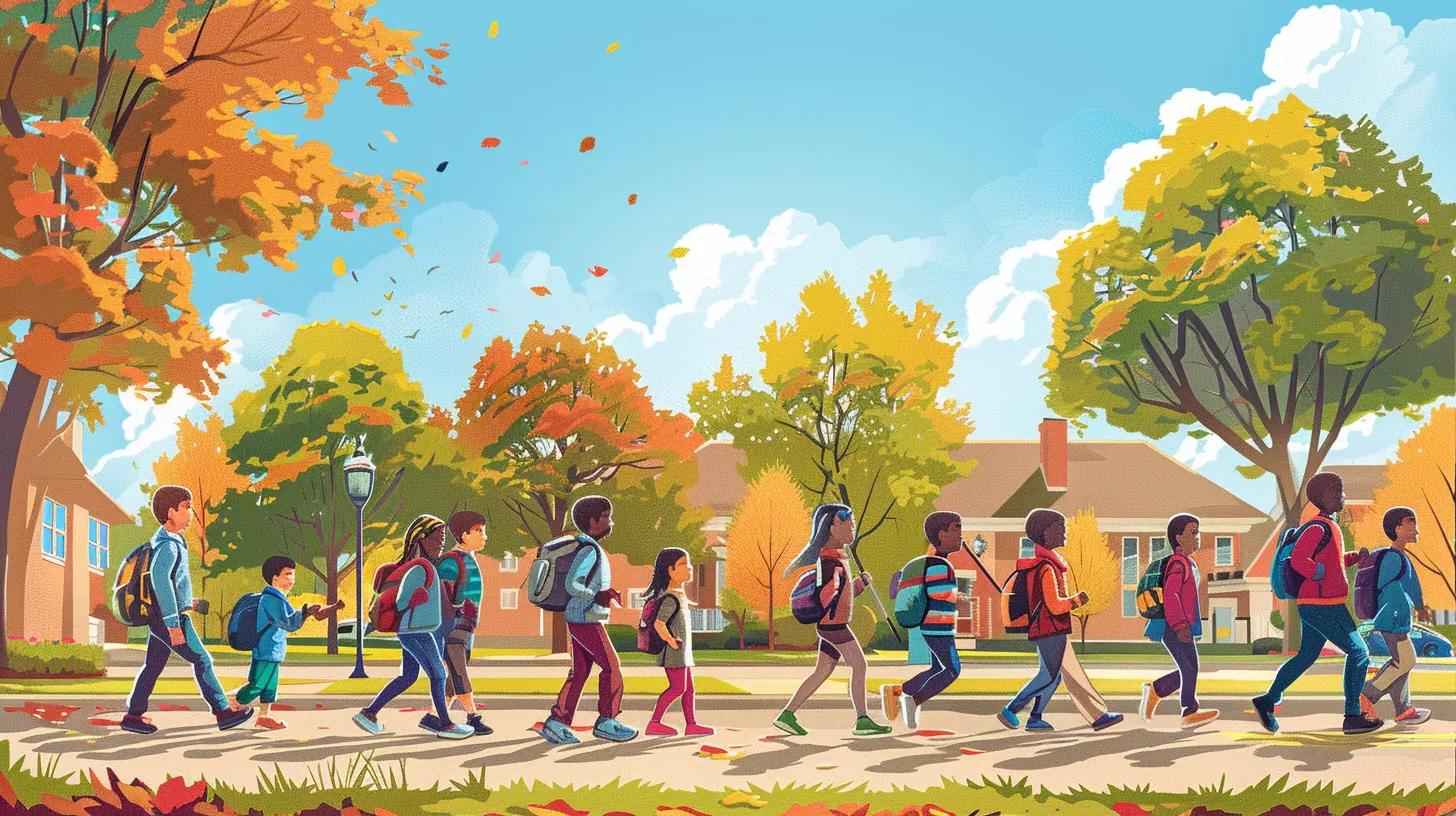 Children walking to school in a Northern Virginia neighborhood — community-focused education