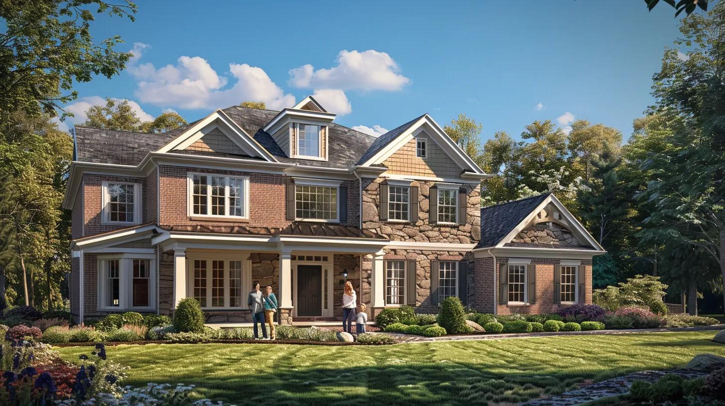 Smiling family outside a Northern Virginia home, excited about buying