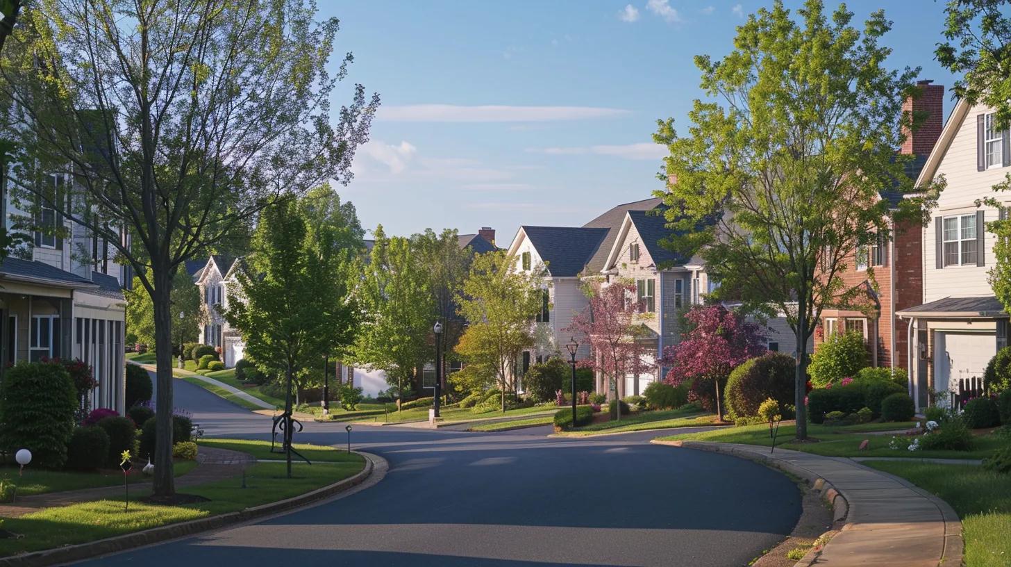 Tree-lined Northern Virginia neighborhood with homes and green spaces