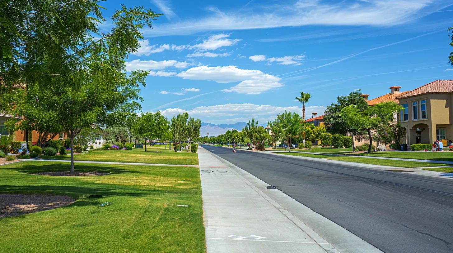 Suburban neighborhood in Centennial Hills, showcasing family-friendly parks and homes