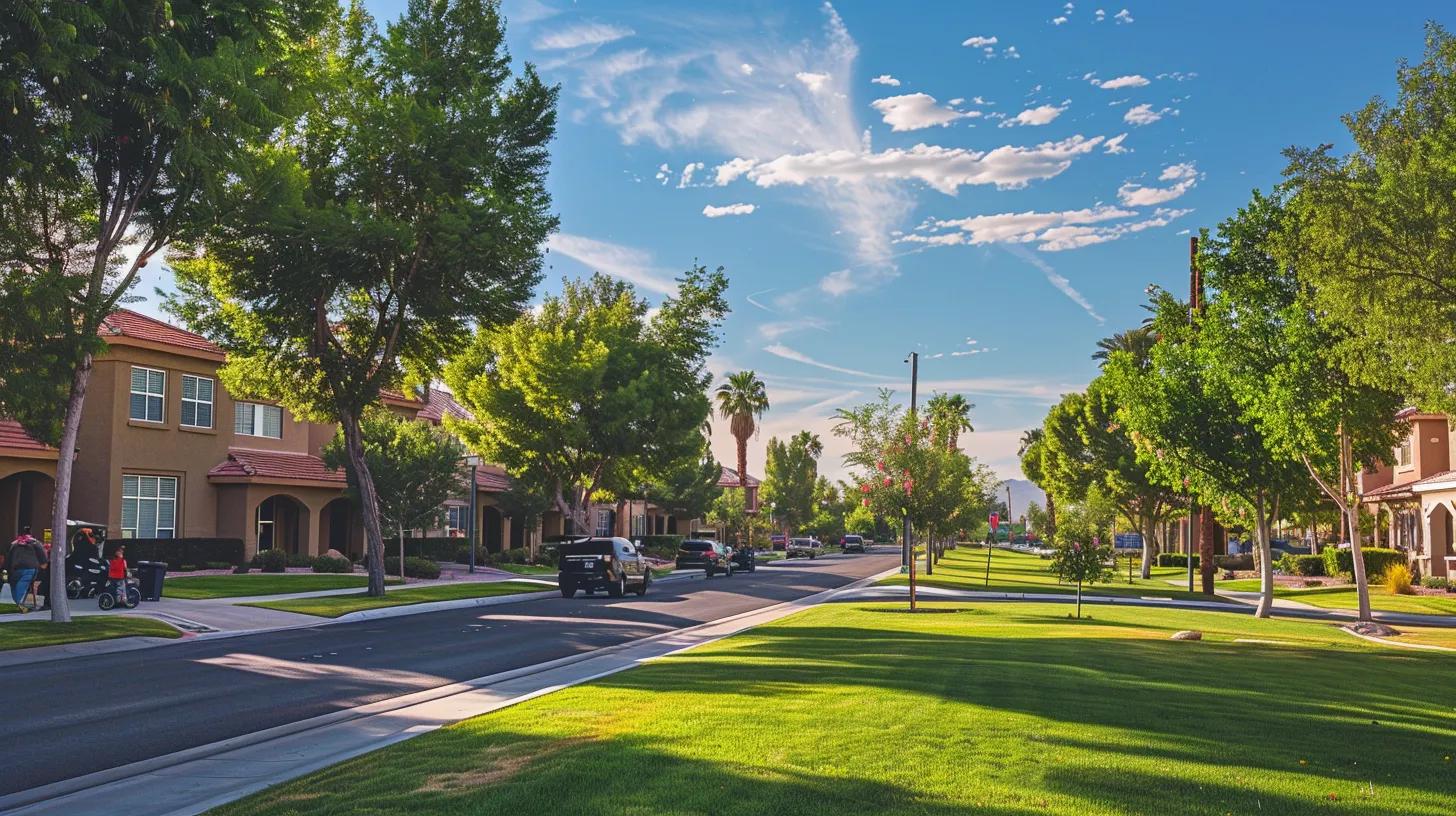 Suburban neighborhood in Centennial Hills with homes and parks, highlighting community charm