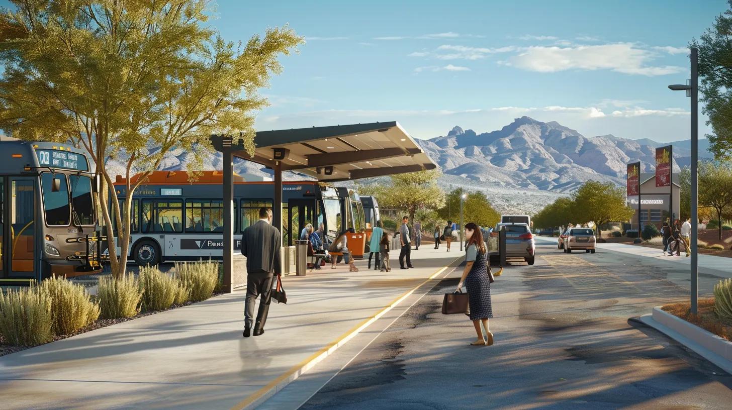 RTC bus stop in Centennial Hills with passengers waiting
