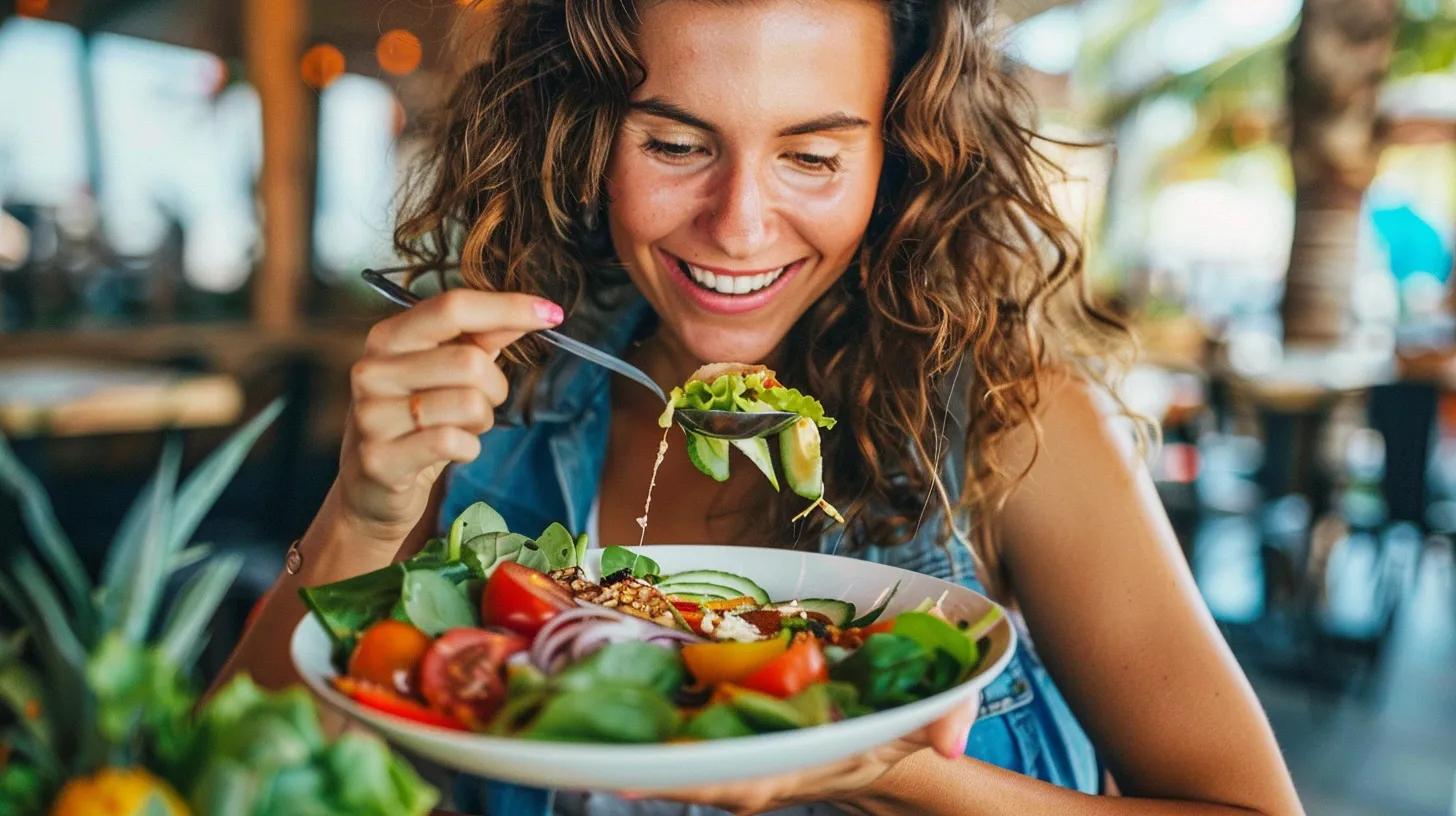 healthy woman eating