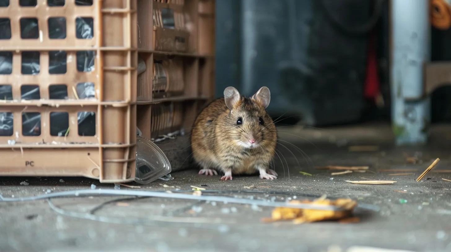 rodent control traps placed on the floor inside the garage