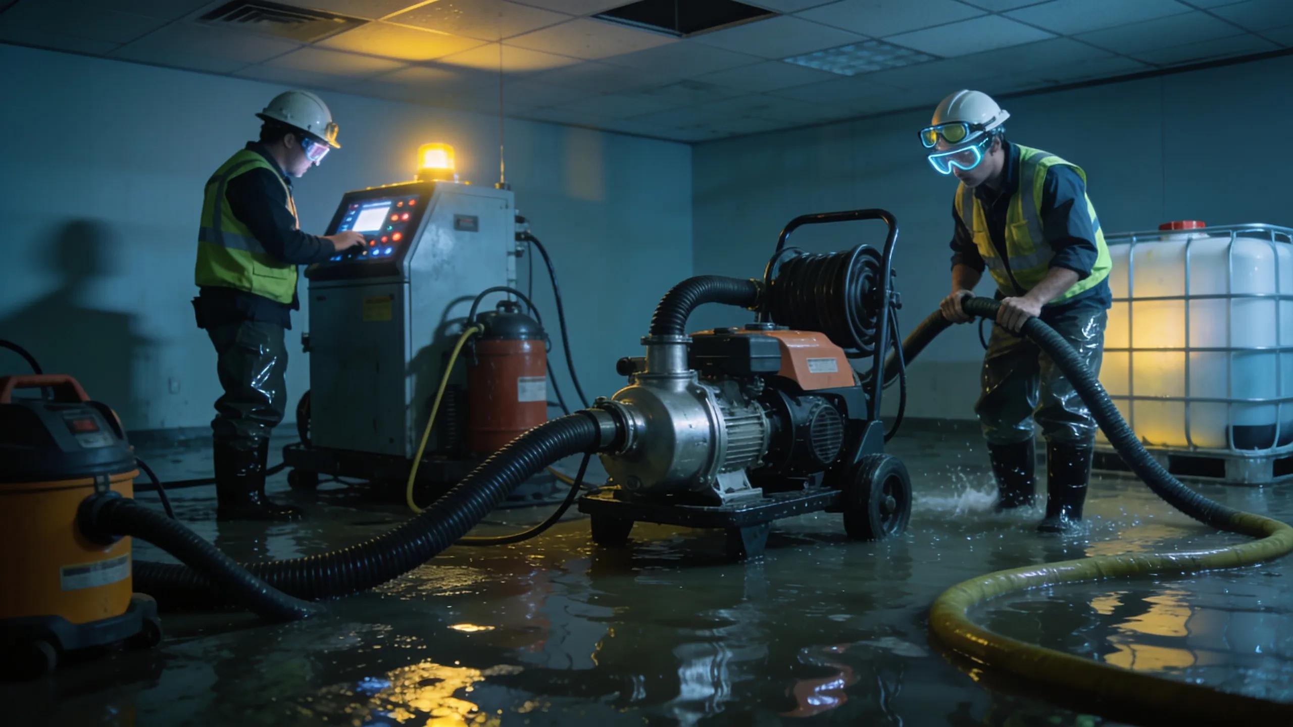 Commercial-grade pumps and extraction equipment at a business site