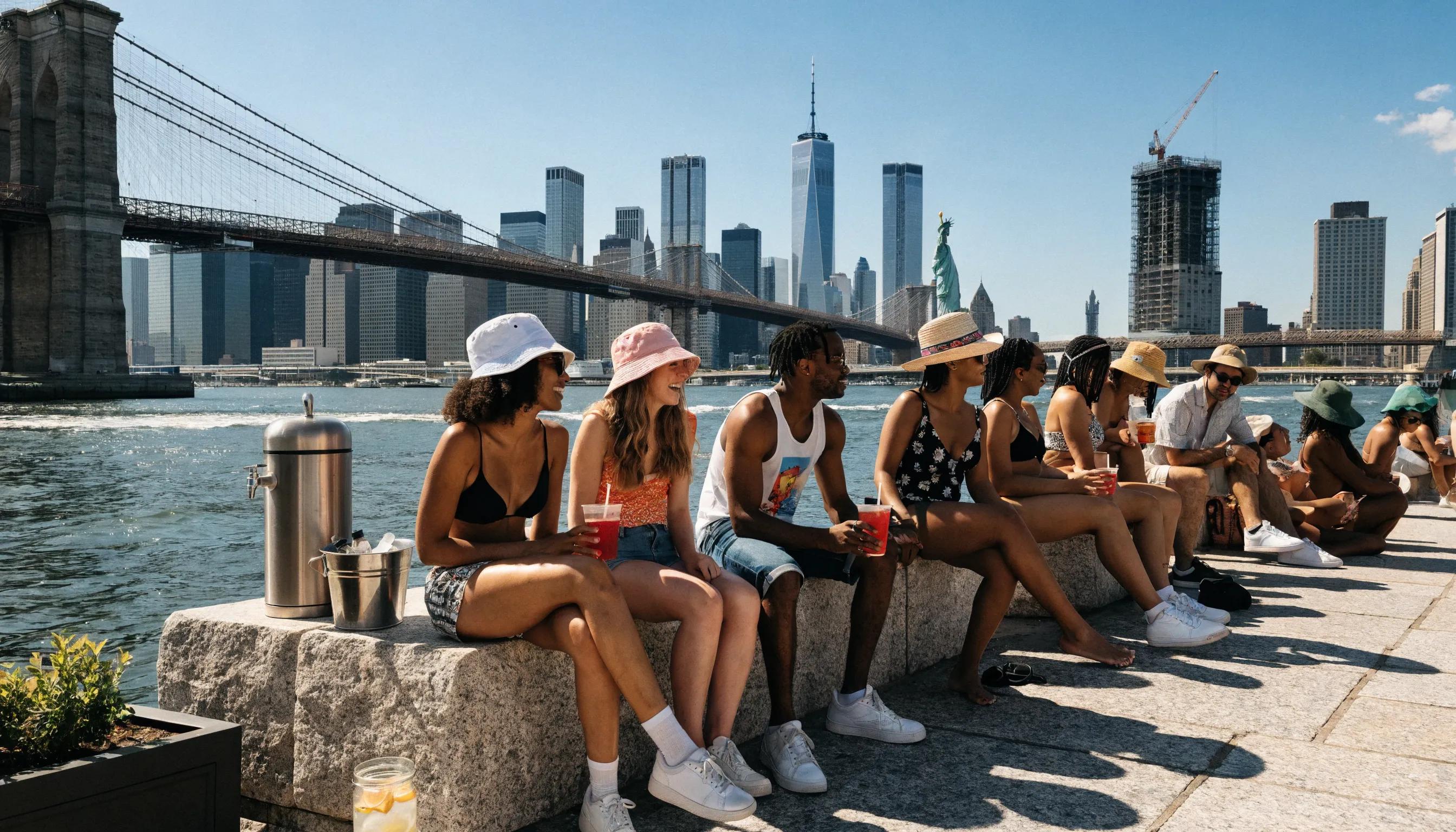 Group of friends enjoying summer in NYC, showcasing the relevance of smooth skin for beach days