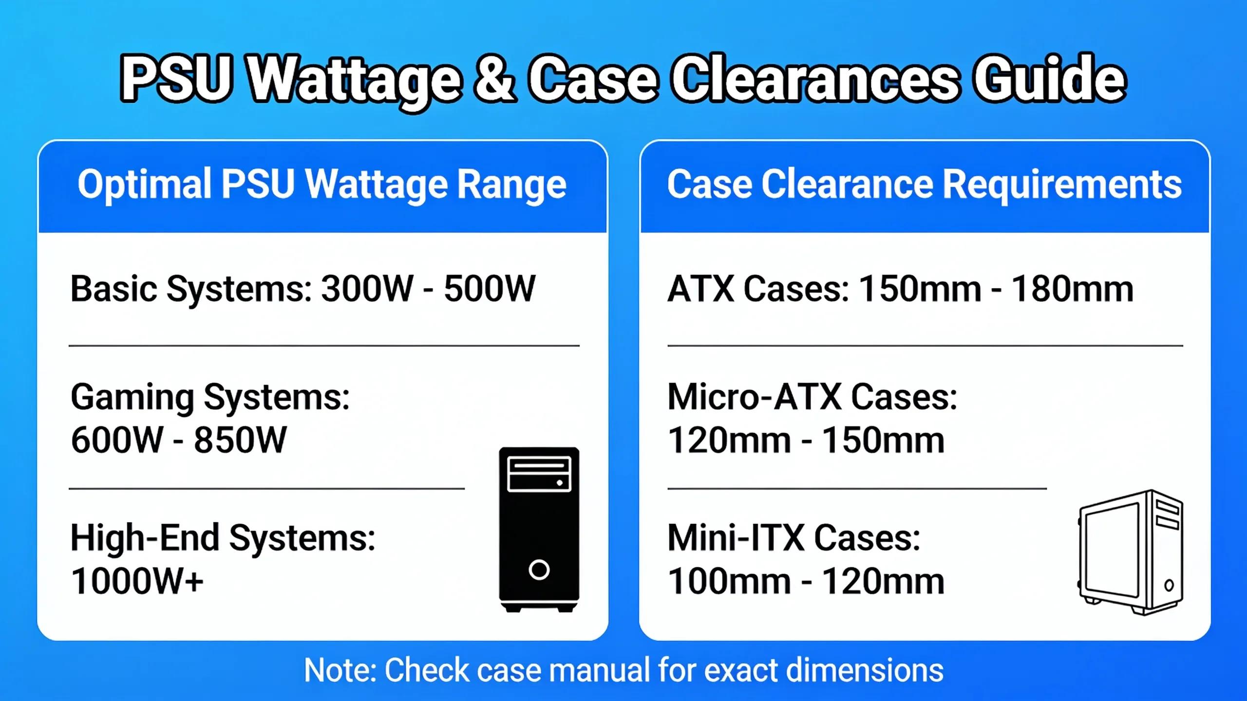 5. PSU Wattage & Case Clearances