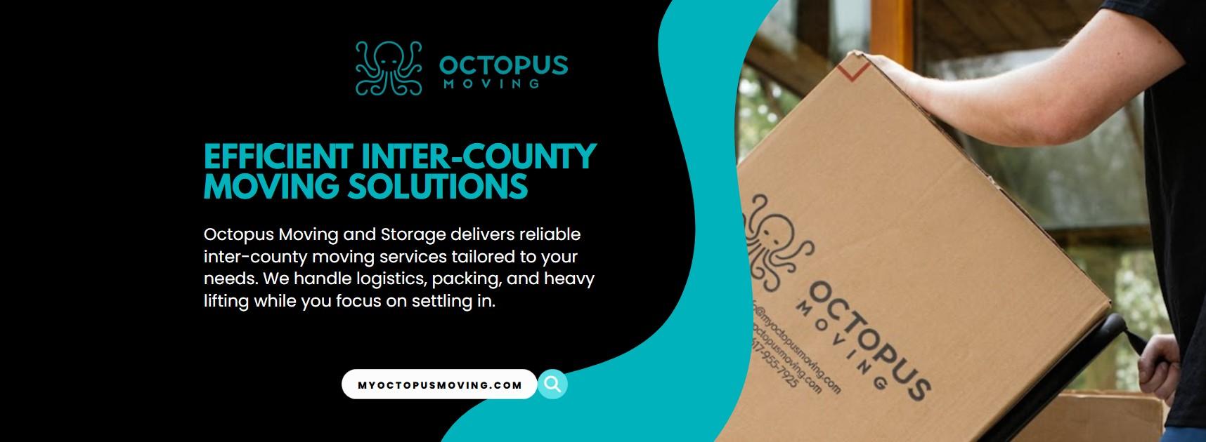 ### Key Elements - **Main Subject**: Logo of Octopus Moving and Storage - **Notable Features**: