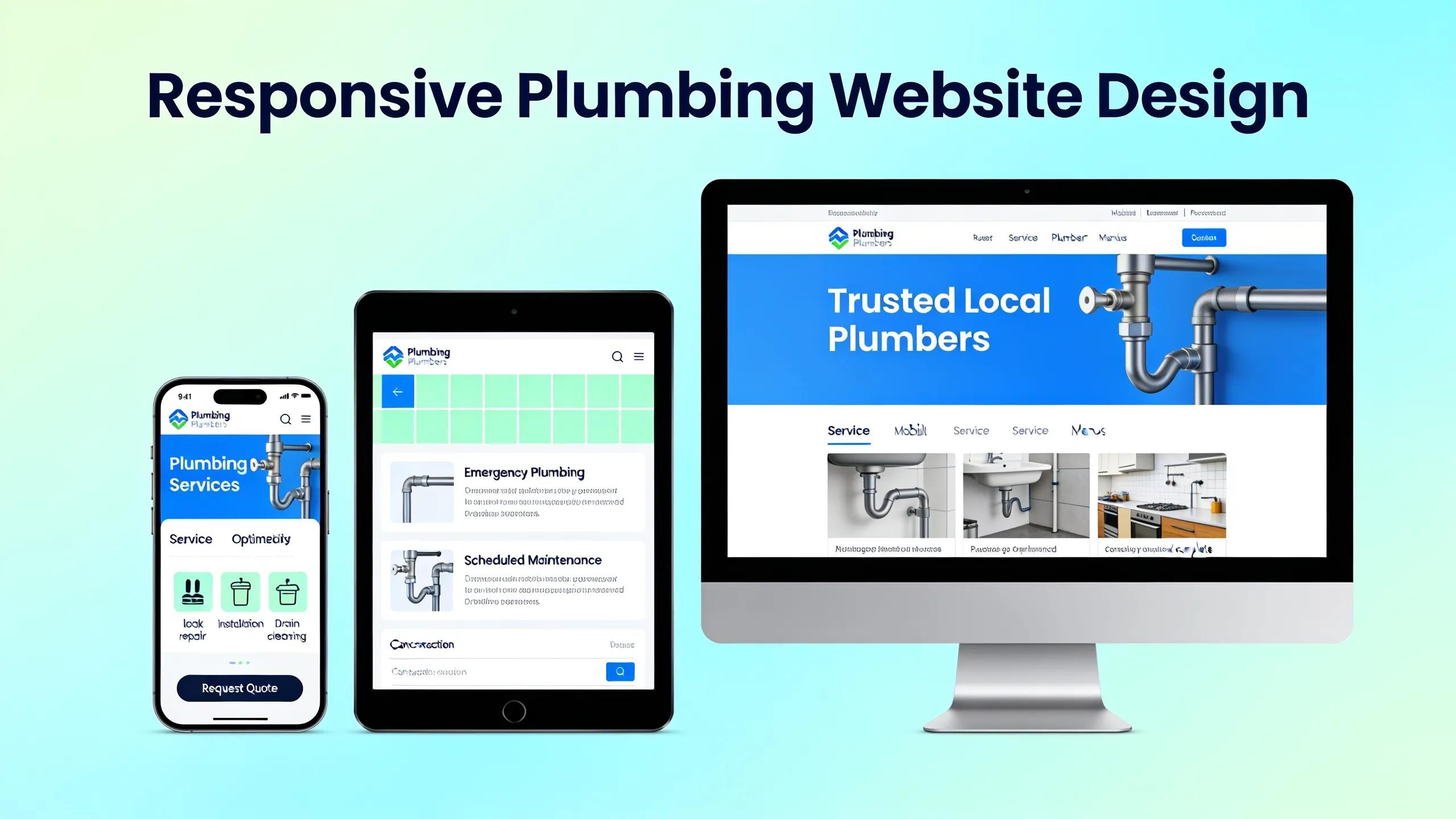 Various devices demonstrating responsive plumbing website design suitability
