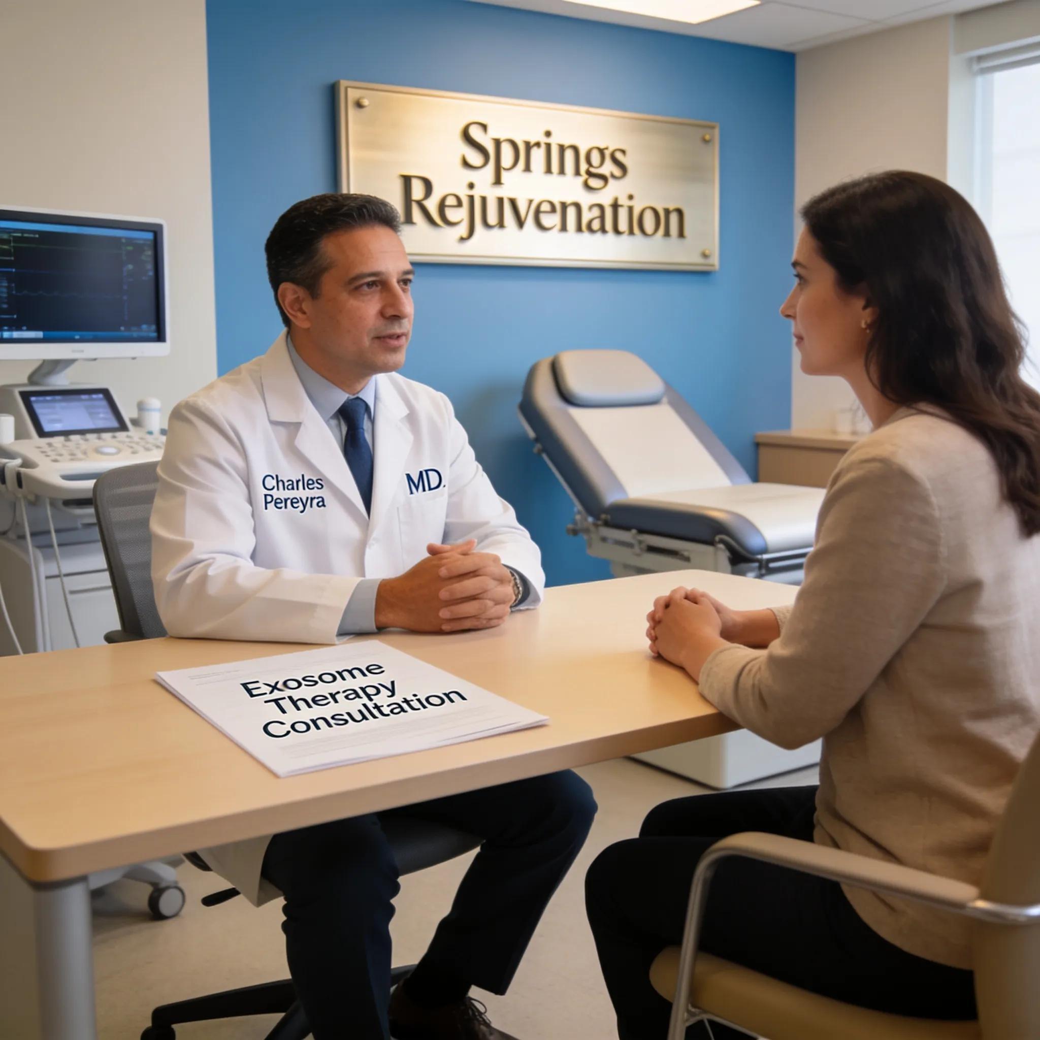 Miami clinic environment emphasizing exosome therapy and patient consultation