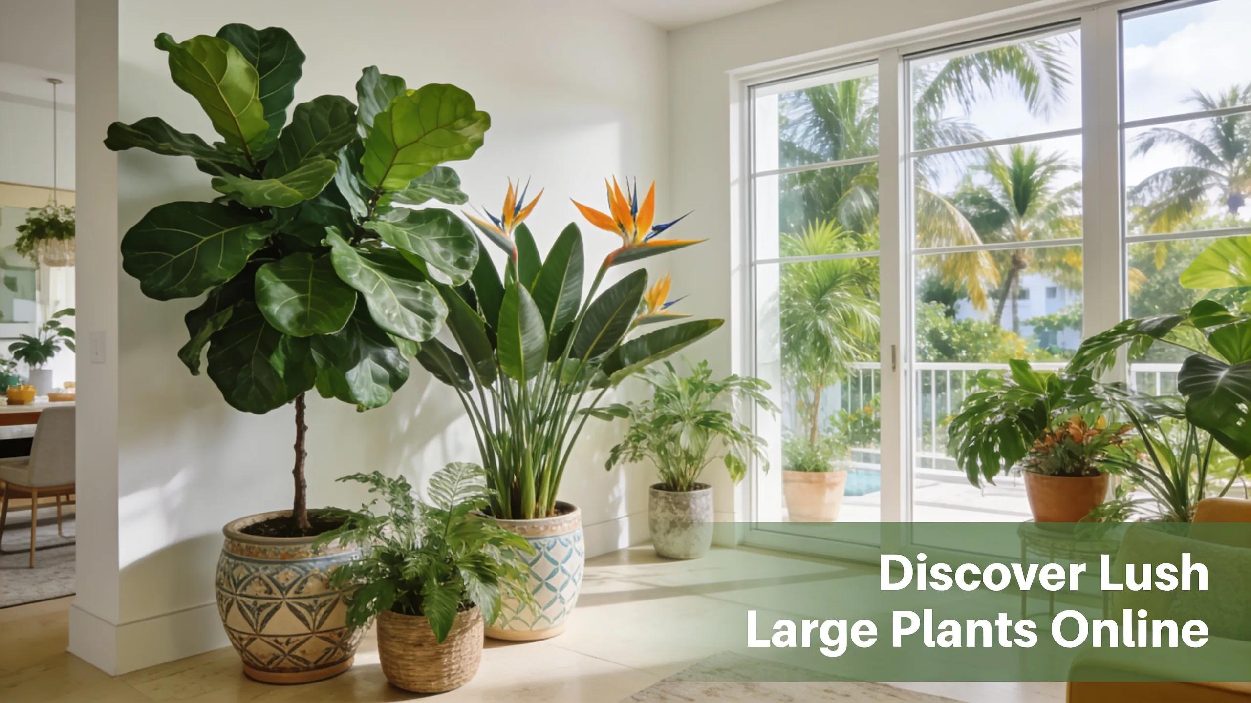 Indoor space in Miami with various large indoor plants creating a vibrant and inviting atmosphere