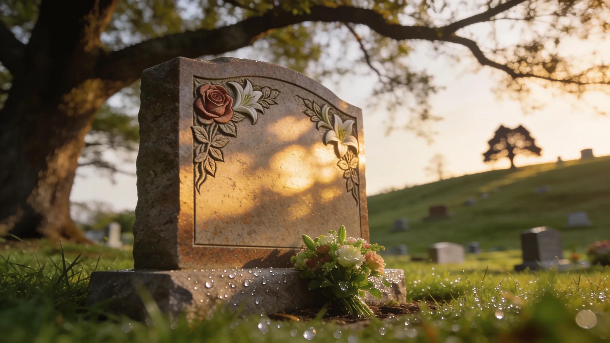 Explore Custom Grave Markers That Honor Loved Ones 1 Custom grave marker surrounded by greenery, symbolizing remembrance and personalization