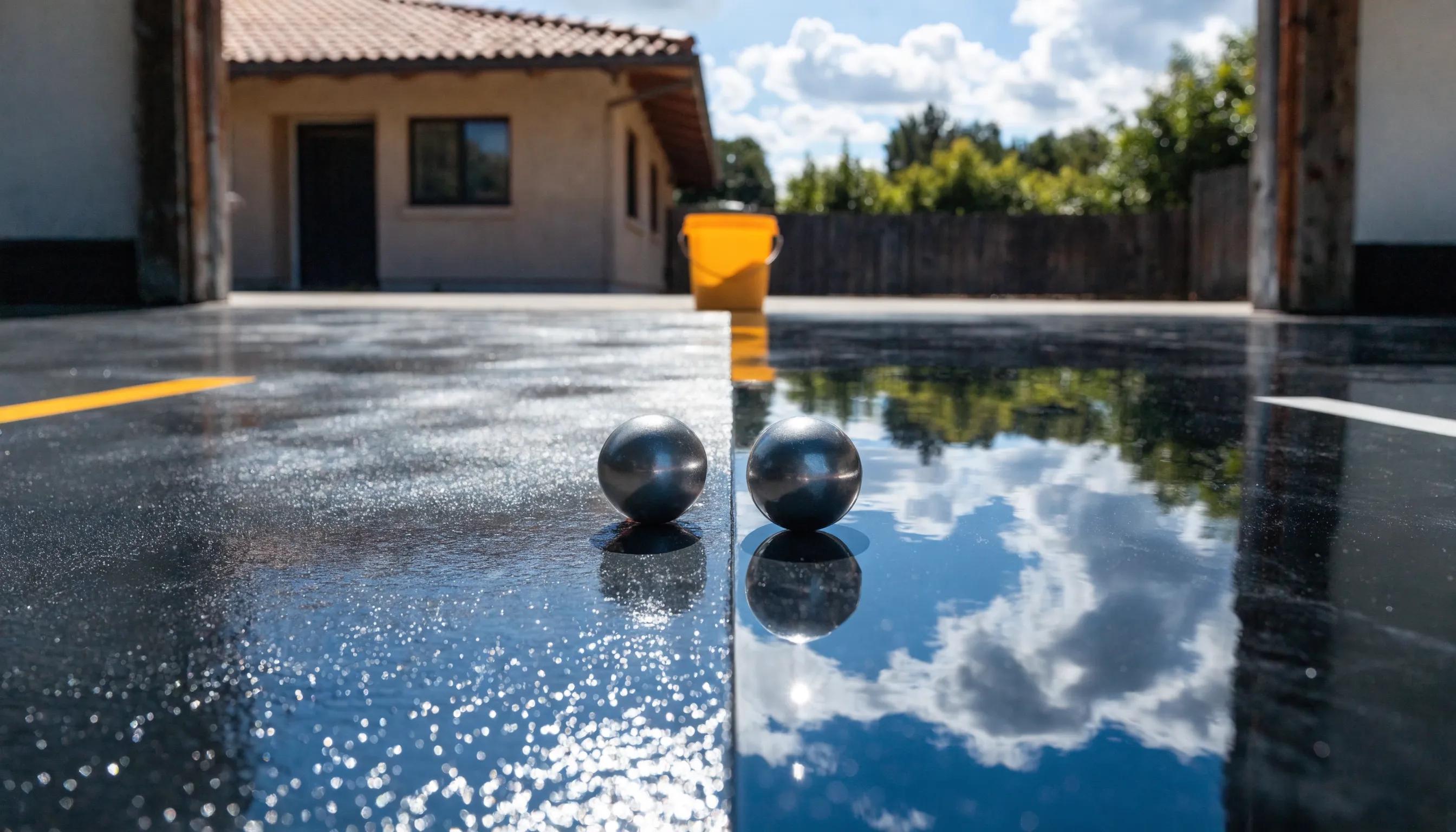 Comparison of epoxy and polyaspartic garage floor coatings highlighting curing times and surface finishes