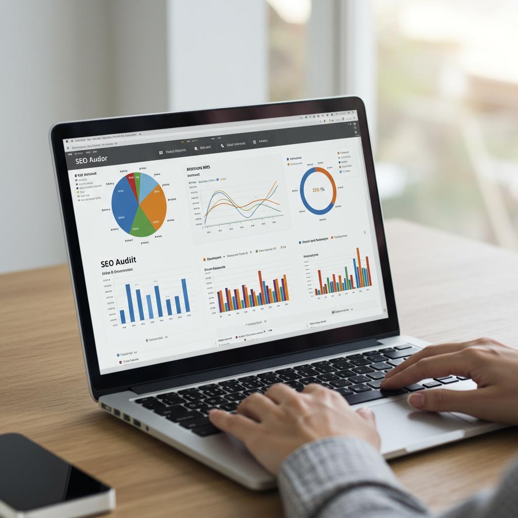 Digital marketing professional analysing SEO metrics for a website