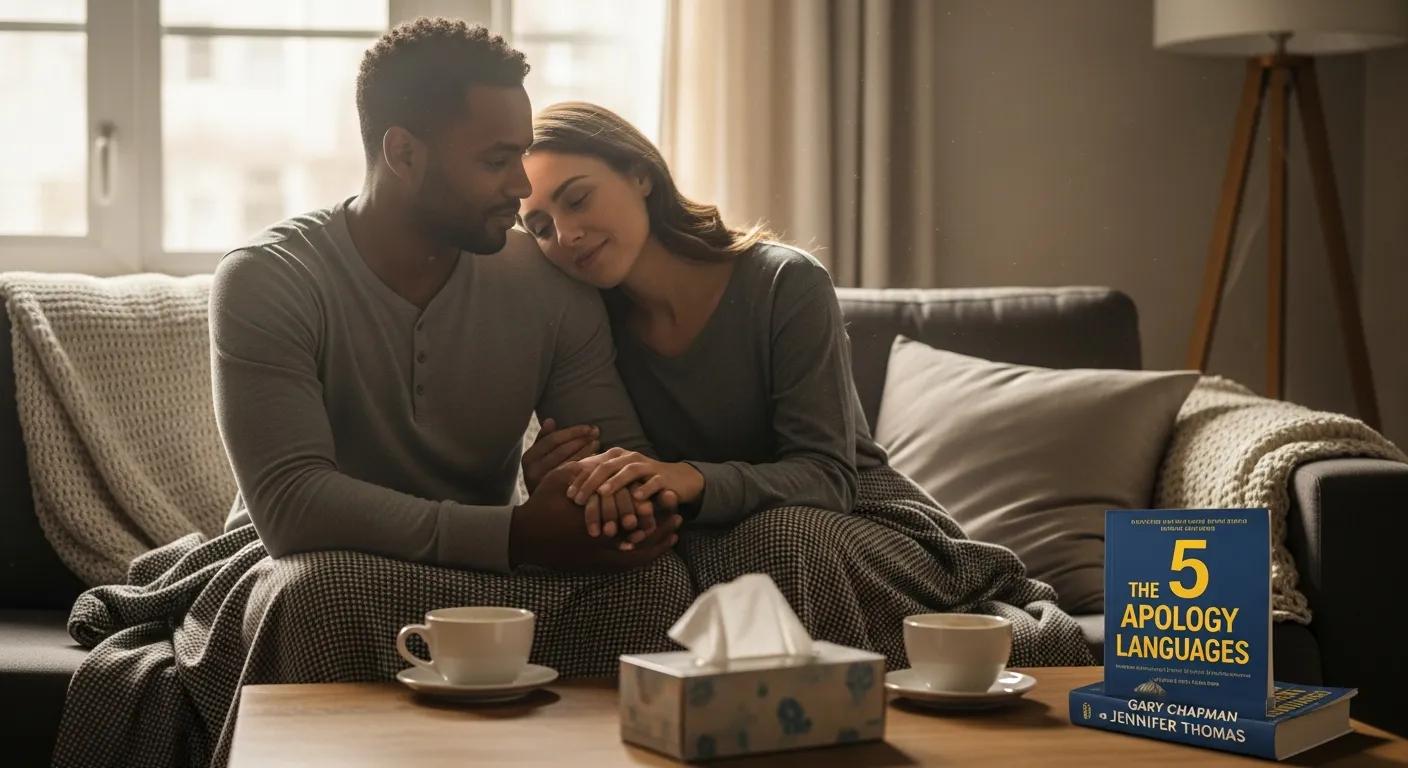 Two people finding relief and connection after communicating using apology languages