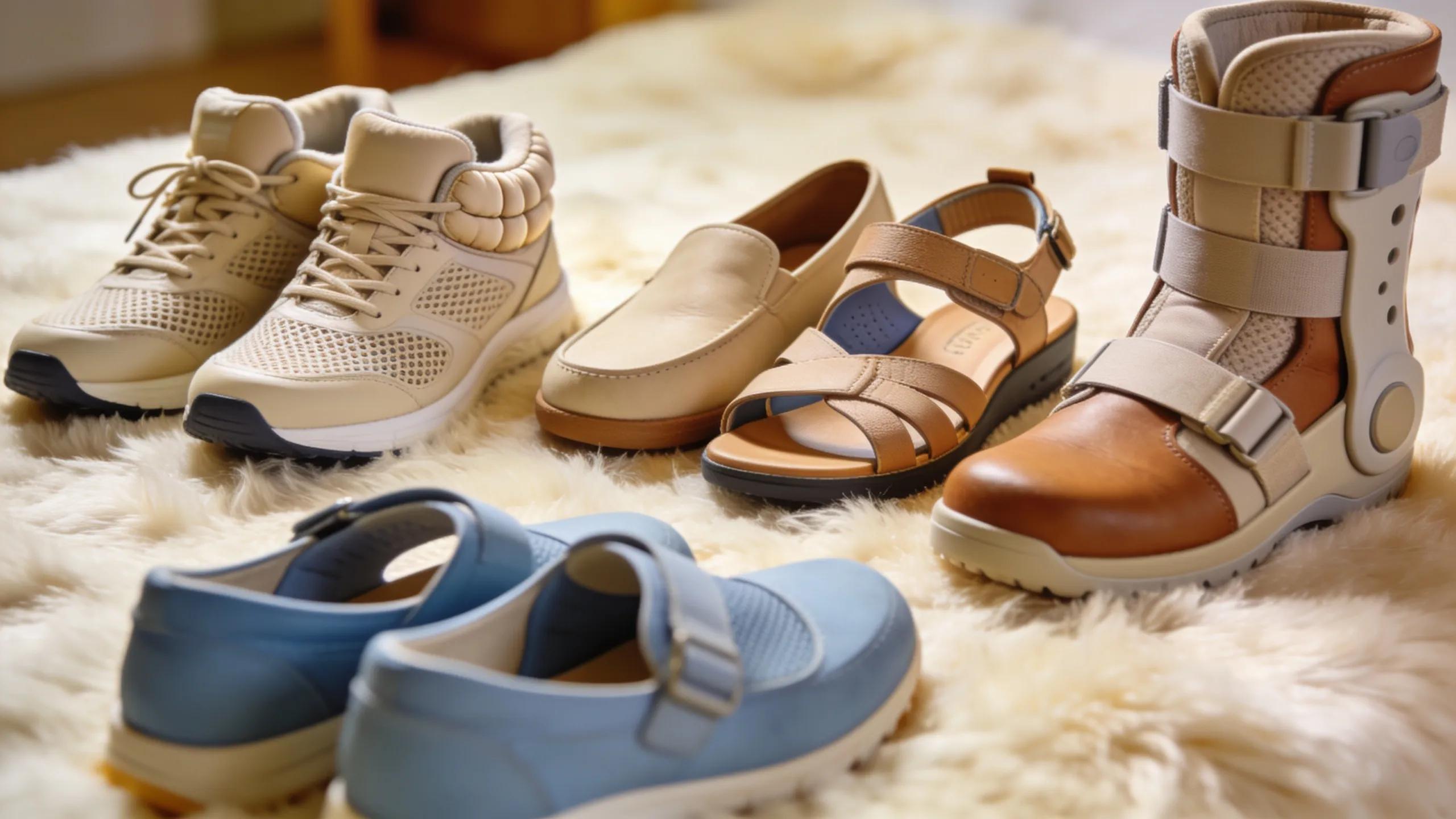 Supportive shoes for arthritis relief displayed in a cozy setup