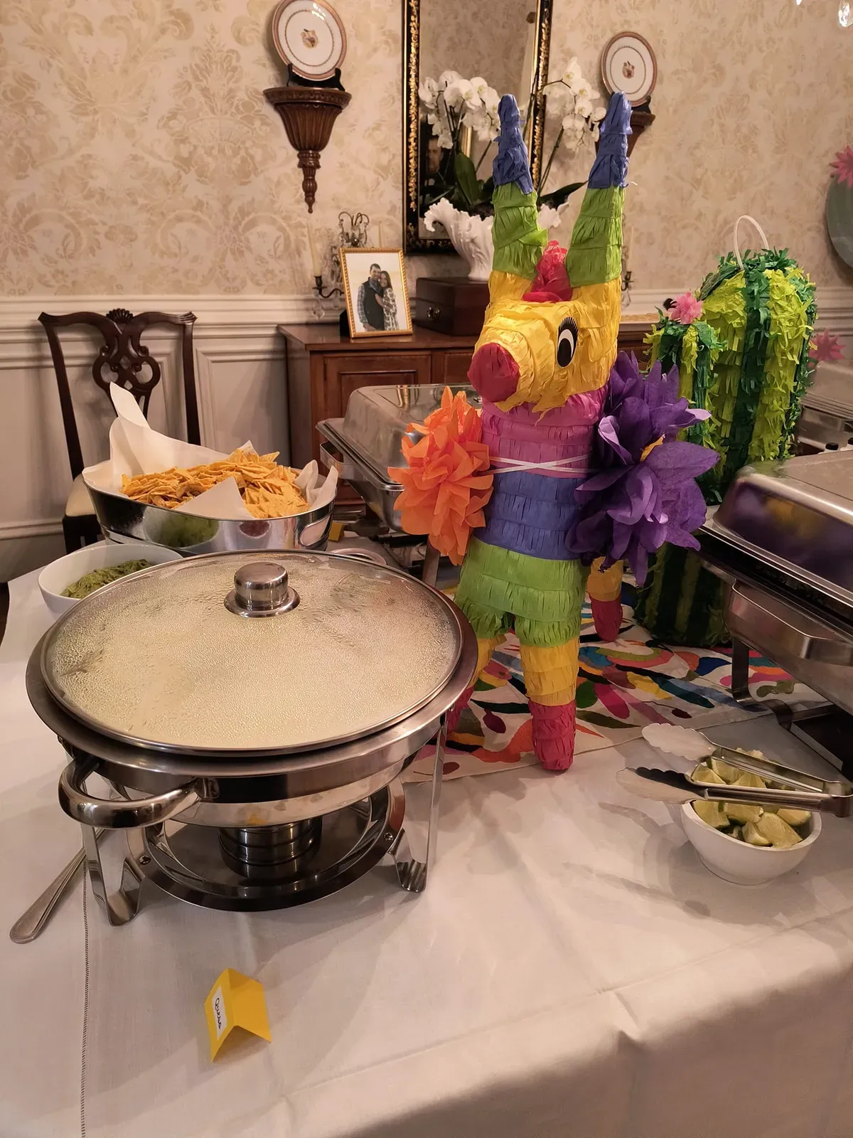 holiday catering spread set up for a family gathering
